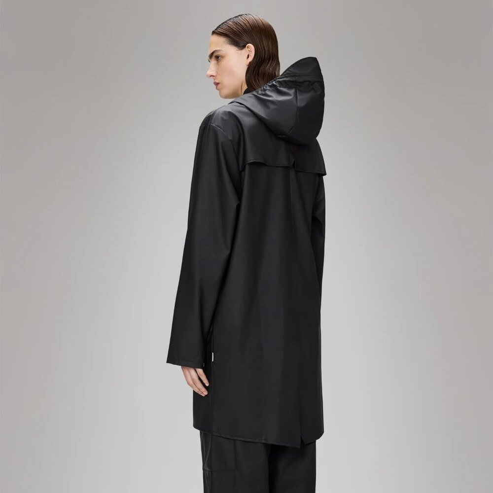 Rains Long Waterproof Jacket in Black
